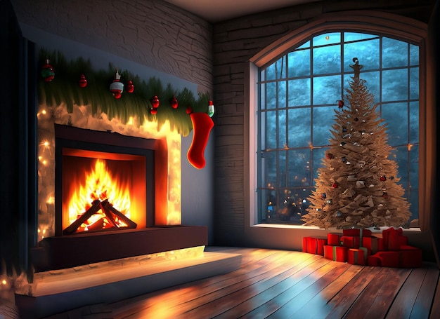 Árbol de chimenea de Navidad 3D