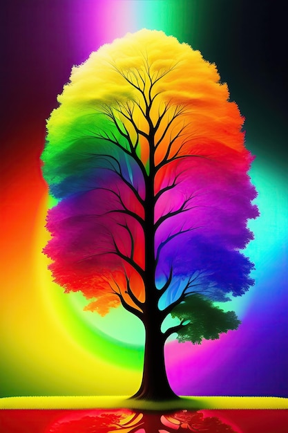 Árbol colorido del arco iris