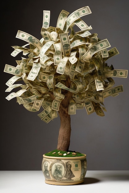 Árbol de dinero con dólares