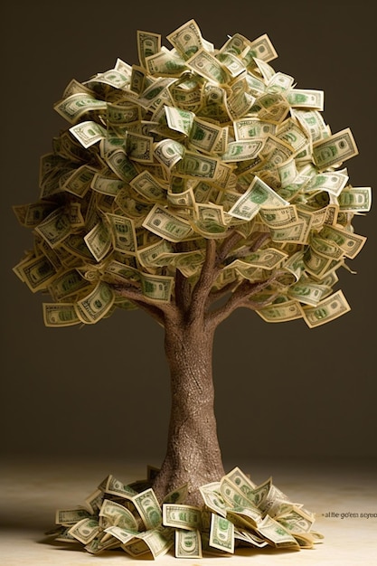 Árbol de dinero con dólares