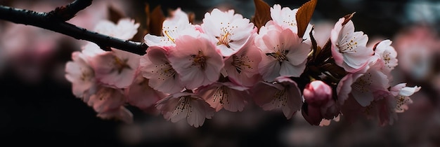 Árbol de flor de cerezo primer plano extremo IA generativa