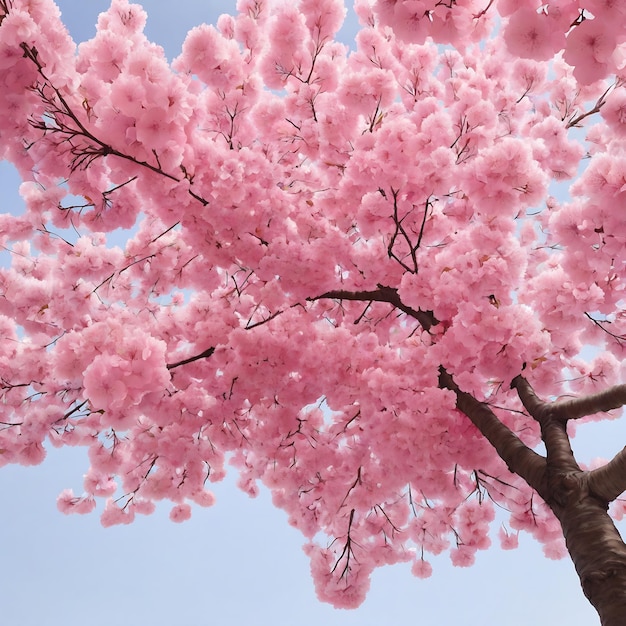 Árbol de flores de cerezo sobre fondo blanco.