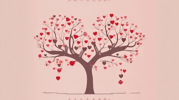 Árbol en forma de corazón rojo