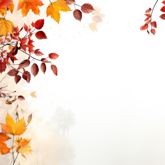 Árbol y hoja de otoño con fondo blanco imagen generada por AI de alta calidad