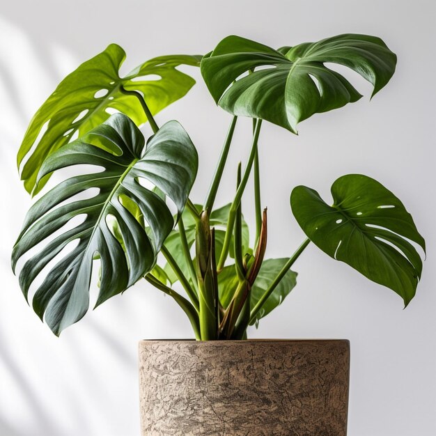 Árbol de hoja de queso suizo monstera de planta de interior en imagen de maceta Arte generado por AI