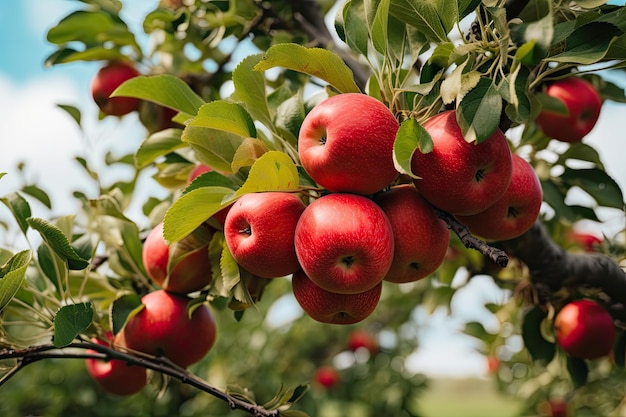 Árbol con manzanas rojas