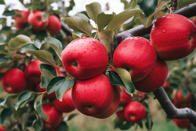 Árbol con manzanas rojas