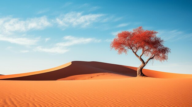 Árbol en medio de una duna del desierto