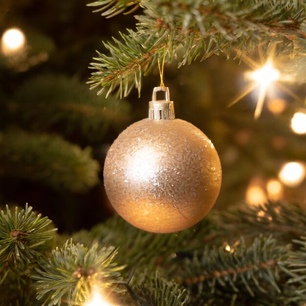 Árbol de Natal con bola blanca y dorada