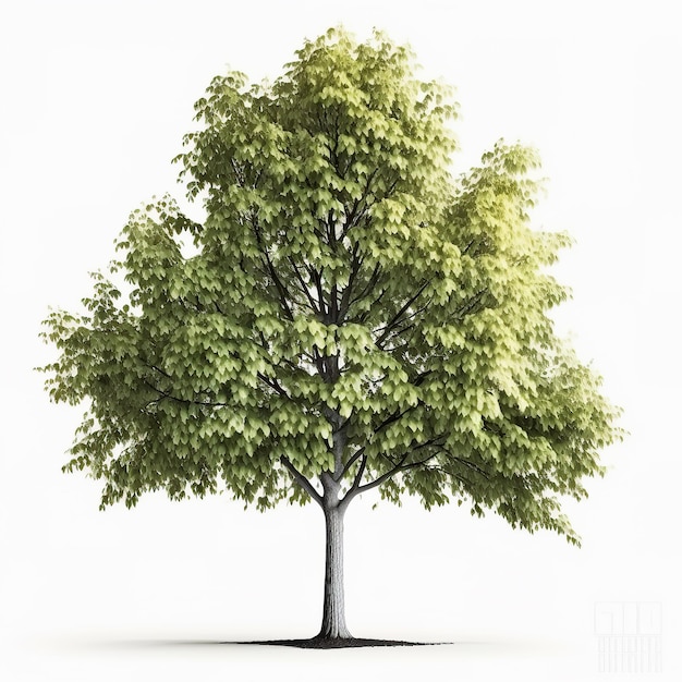 Árbol natural verde Ilustración aislada AI generativa