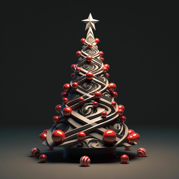 Árbol de navidad 3d con decoración