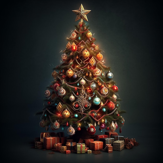 Árbol de navidad 3d con decoración