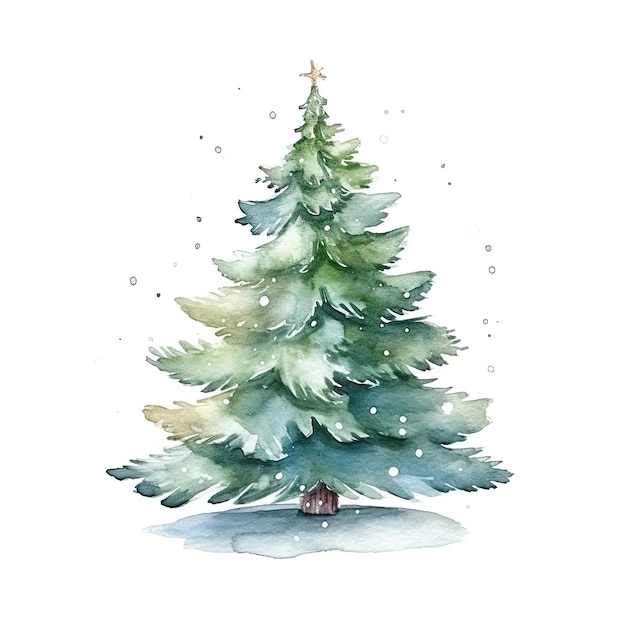 Árbol de navidad de acuarela aislado Ilustración AI GenerativexA