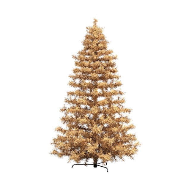 Árbol de Navidad con adornos, aislado sobre fondo blanco, ilustración 3D, cg render