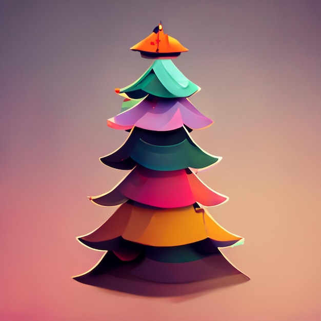 Árbol de navidad con adornos en estilo de dibujos animados