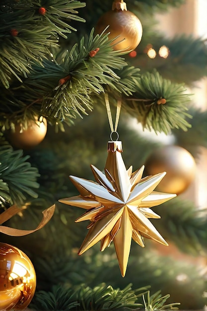 Árbol de Navidad bellamente decorado con cajas de regalos generadas por IA