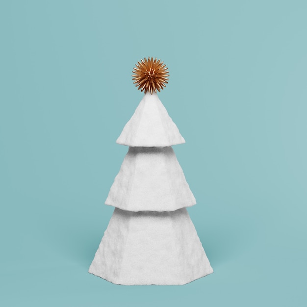 Árbol de Navidad blanco con decoración en azul 3d render