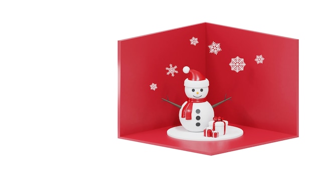 Árbol de Navidad y caja de regalo en blanco