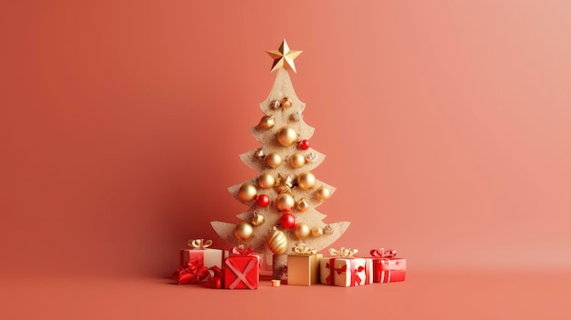 Árbol de Navidad y caja de regalo IA generativa