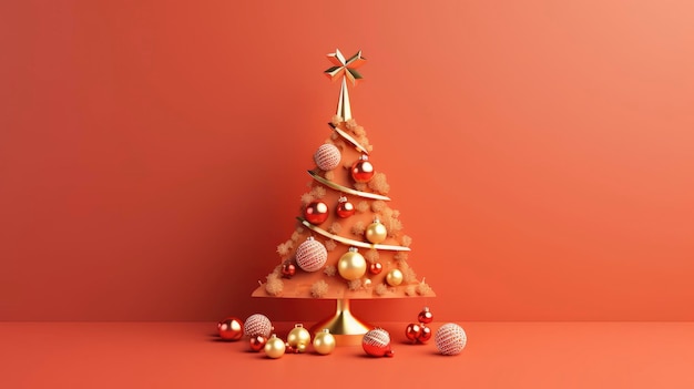 Árbol de Navidad y caja de regalo IA generativa