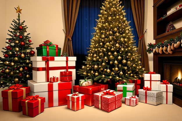 Árbol de Navidad con caja de regalos