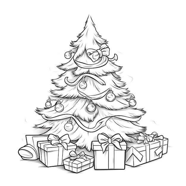 Árbol de Navidad para colorear página dibujo ilustración imagen arte generado por Ai