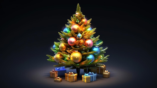 Árbol de Navidad con decoración Generativa ai