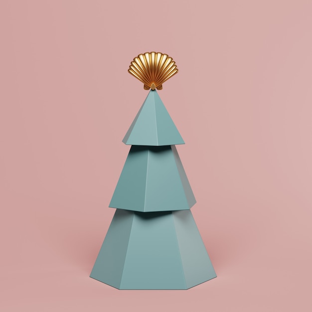 Árbol de Navidad con decoración en rosa 3d render