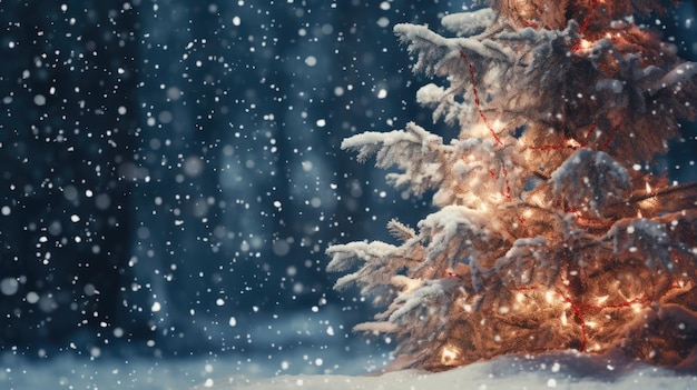 Árbol de Navidad decorado en fondo borroso Papel de pared de Navidad en primer plano Espacio vacío para el texto