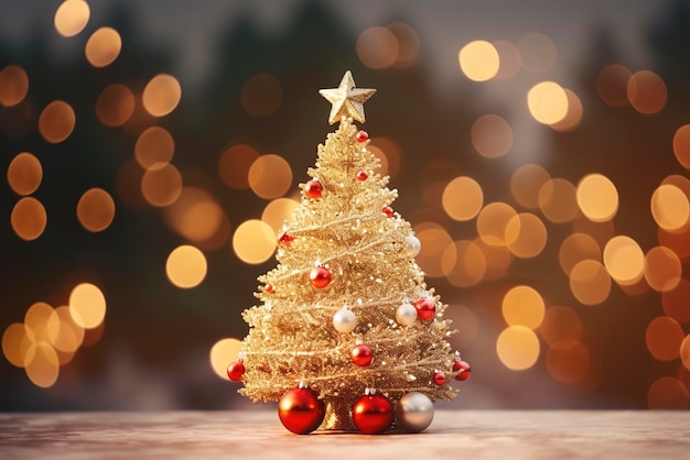 Árbol de Navidad decorado en fondo borroso