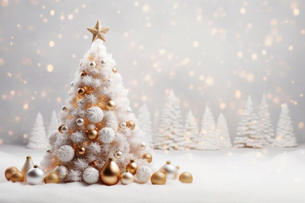 Árbol de Navidad decorado en fondo borroso