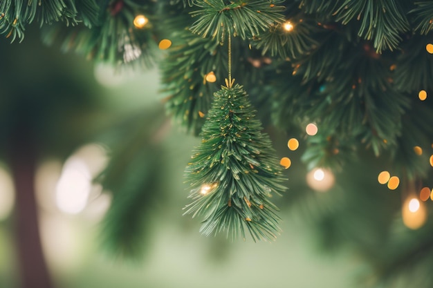 Árbol de Navidad decorado en un fondo borroso