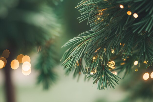 Árbol de Navidad decorado en un fondo borroso