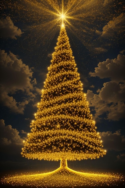 Árbol de navidad dorado con luces brillantes wallpaper banner navidad