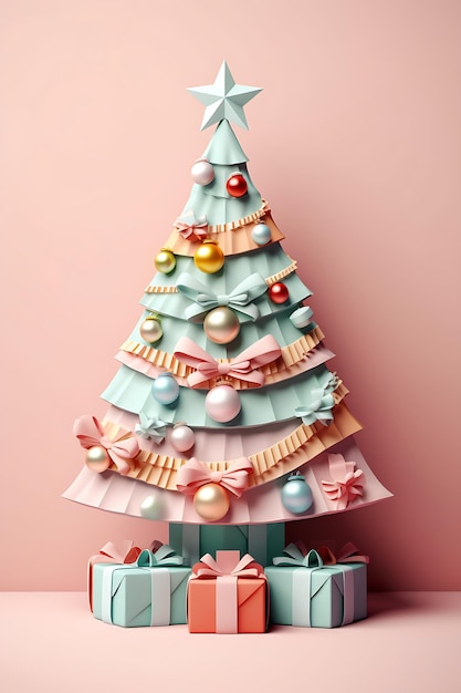 Árbol de navidad en estilo de corte de papel