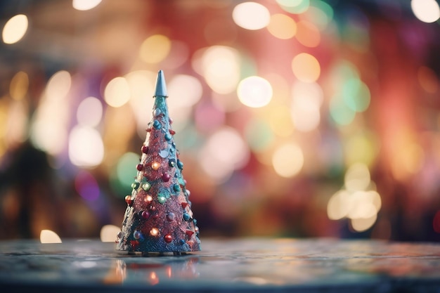 Árbol de navidad festivo abstracto en el país de los sueños y ai generativo de fondo borroso