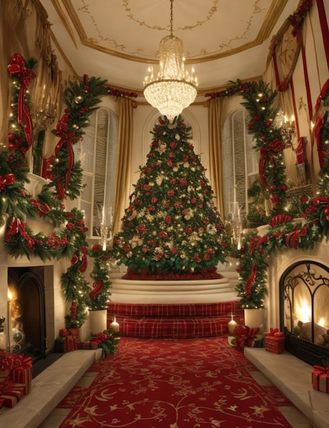 Árbol de Navidad festivo en la habitación.