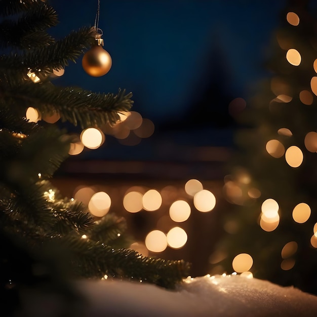 Árbol de Navidad para el fondo borroso brillante de mokap