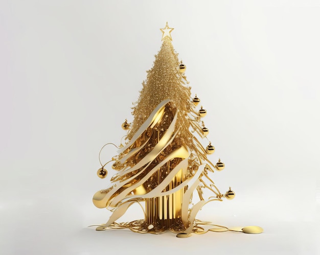 Árbol de Navidad futurista dorado generado por IA