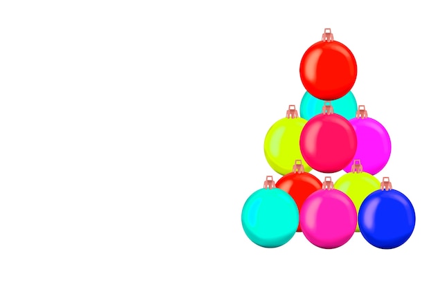 Árbol de Navidad hecho de bolas de colores.