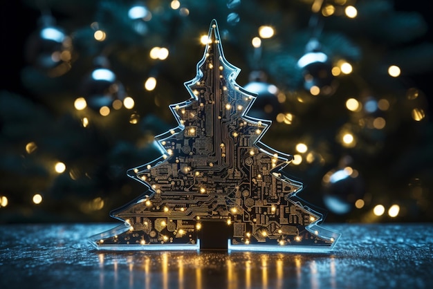 Árbol de Navidad hecho con concepto de tecnología de placa de circuito