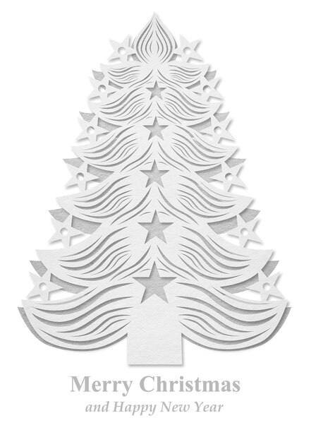 Árbol de navidad hecho de papel blanco