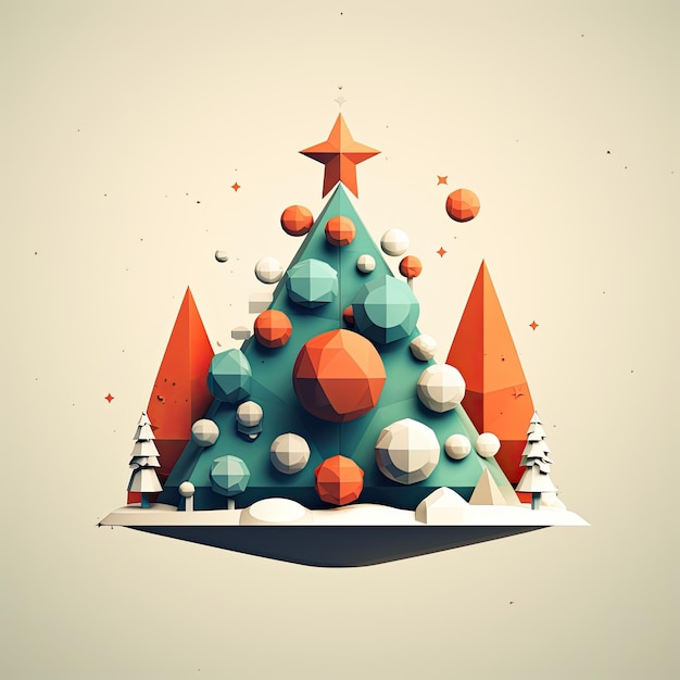 Árbol de Navidad minimalista en 3D para el fondo de Navidad