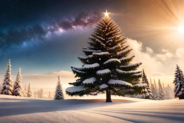 Árbol de navidad en la nieve