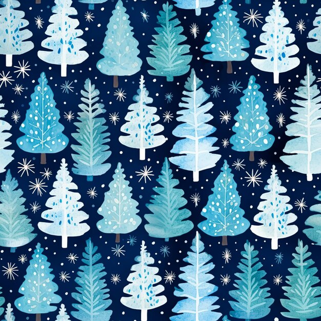 Árbol de Navidad de patrones sin fisuras, enlosables, azul, vacaciones, impresión del país para papel tapiz, papel de envolver, álbum de recortes, tela y diseño de producto