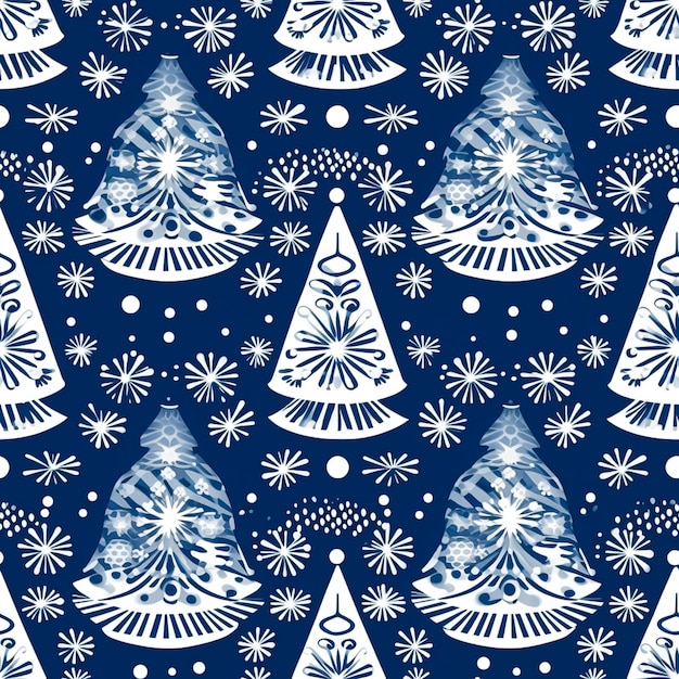 Árbol de Navidad de patrones sin fisuras, estampado de país de vacaciones enlosables para papel tapiz, papel de envolver, tela de álbum de recortes e inspiración para el diseño de productos