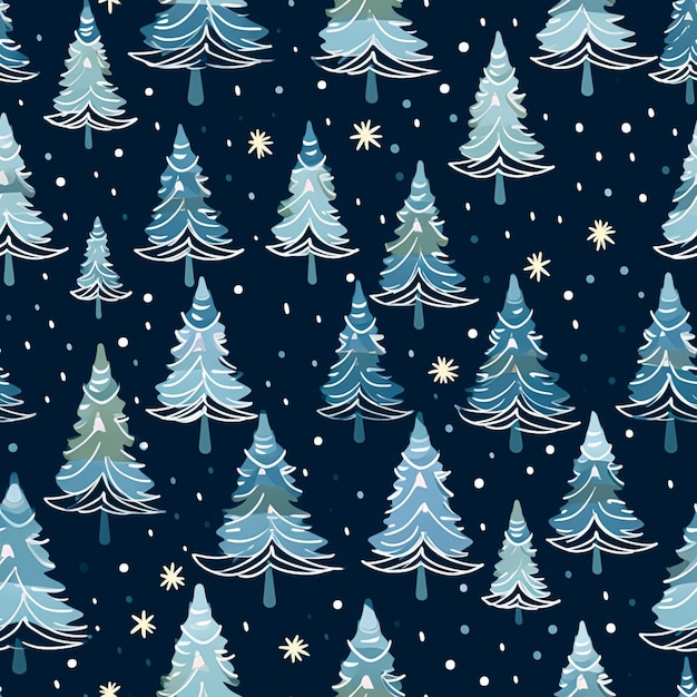 Árbol de Navidad de patrones sin fisuras, estampado de país de vacaciones enlosables para papel tapiz, papel de envolver, tela de álbum de recortes e inspiración para el diseño de productos