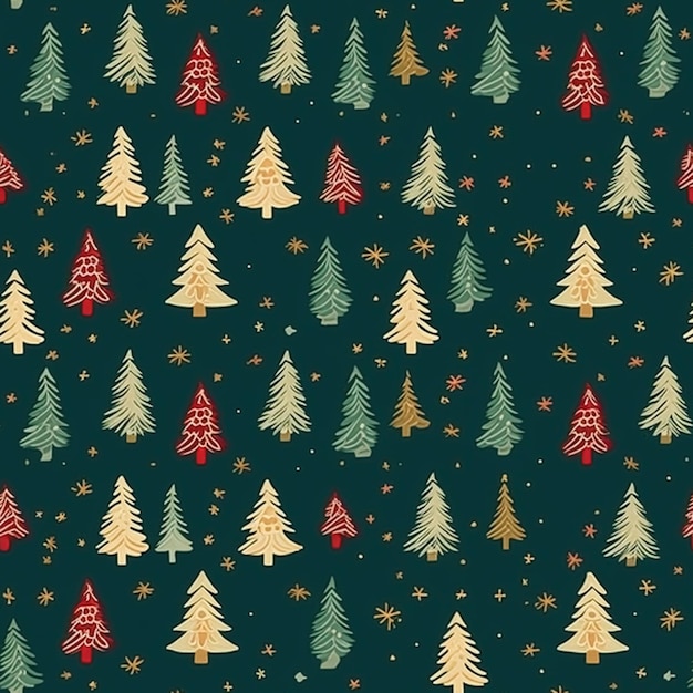 Árbol de Navidad de patrones sin fisuras vacaciones estilo rural impresión para papel tapiz papel de envolver tela de álbum de recortes y diseño de producto generativo ai