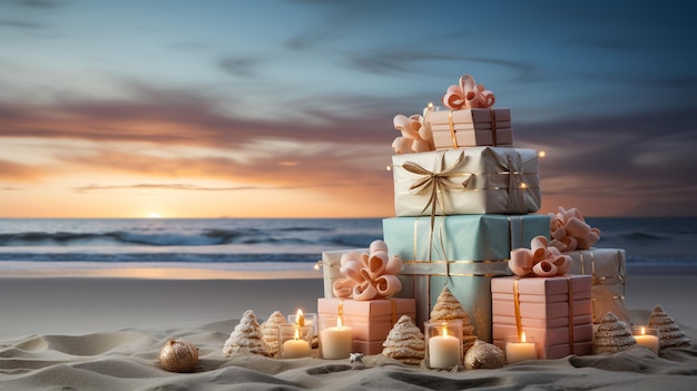 Árbol de Navidad en la playa