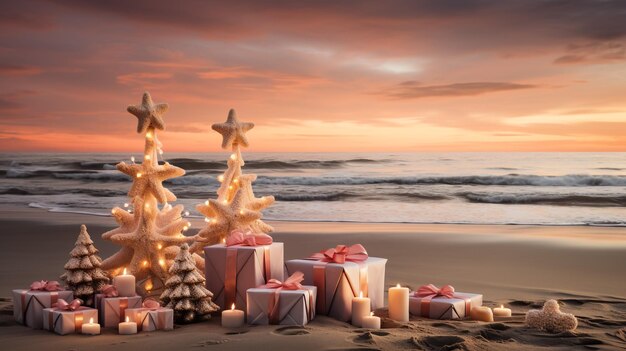 Árbol de Navidad en la playa